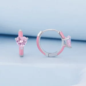 Pandora Style Różowe kolczyki w kształcie serca - BSE813