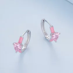 Pandora Style Różowe kolczyki w kształcie serca - BSE813