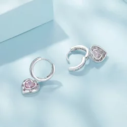 Pandora Style Różowe kolczyki w kształcie serca na zawieszkach - SCE1625