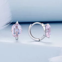 Pandora Style Różowe Kolczyki z Kamieniami - BSE889