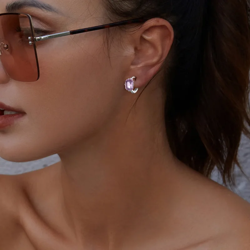 (zdjęcie do) Pandora Style Różowe Kolczyki z Kamieniami - BSE889 - Wyświetl 5