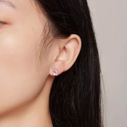 Pandora Style Różowe Kolczyki z Motywem Psich Łapek - SCE1574