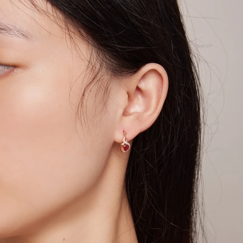 (zdjęcie do) Pandora Style Różowe Złote Kolczyki Love Bond Hoop - BSE815 - Wyświetl 5