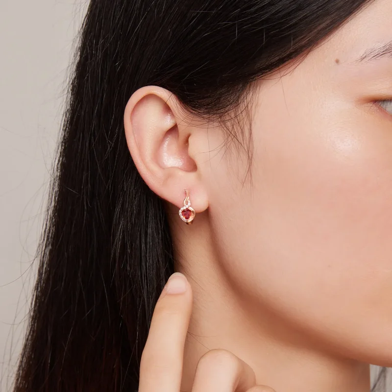(zdjęcie do) Pandora Style Różowe Złote Kolczyki Love Bond Hoop - BSE815 - Wyświetl 7