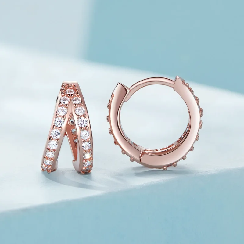 (zdjęcie do) Pandora Style Różowe Złoto Nowoczesne Kolczyki Dla Kobiet - SCE1187-C - Wyświetl 2