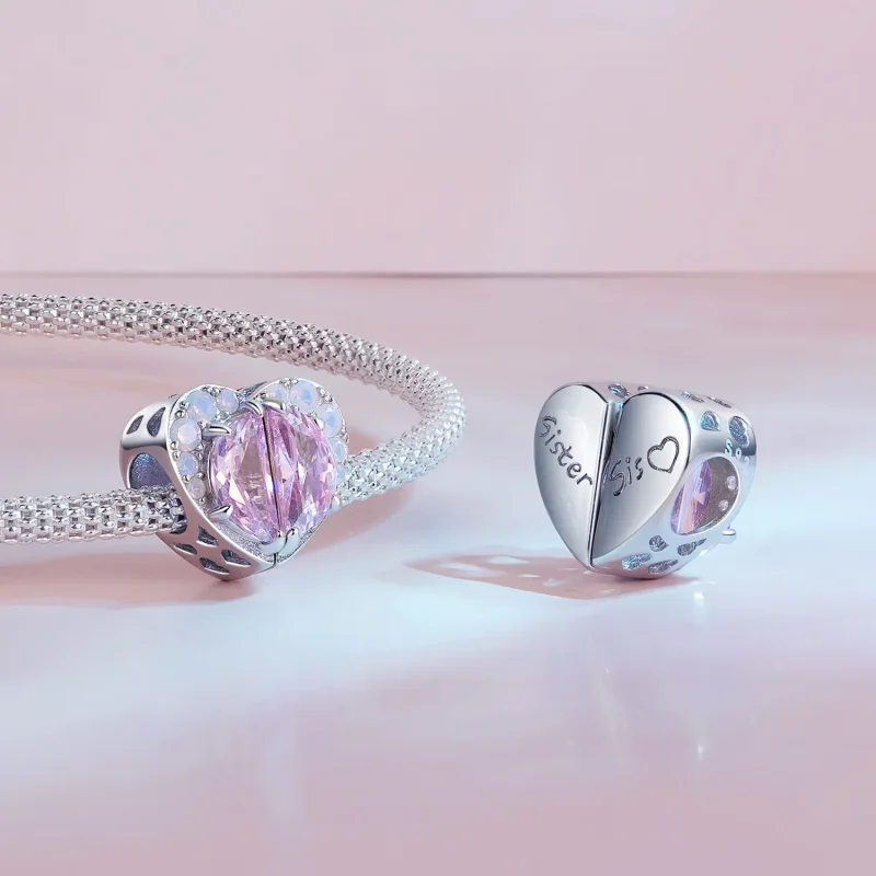 (zdjęcie do) Pandora Style Różowy Charm Serca Siostry - SCC2641 - Wyświetl 4