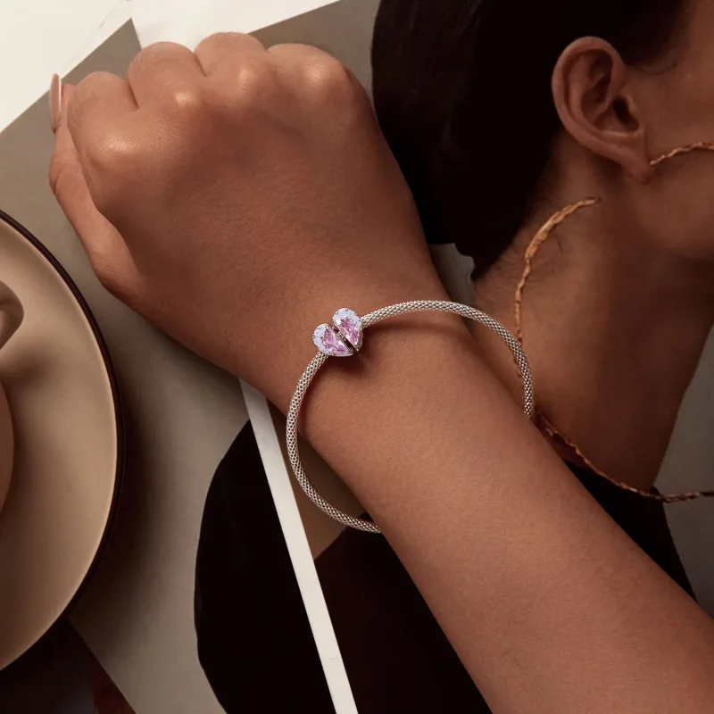(zdjęcie do) Pandora Style Różowy Charm Serca Siostry - SCC2641 - Wyświetl 8