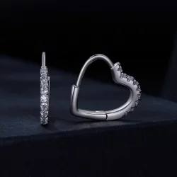 Pandora Style Serca-kształt Szafirowe Kolczyki Hoop z Moissanitem (Jeden Certyfikat) - MSE035