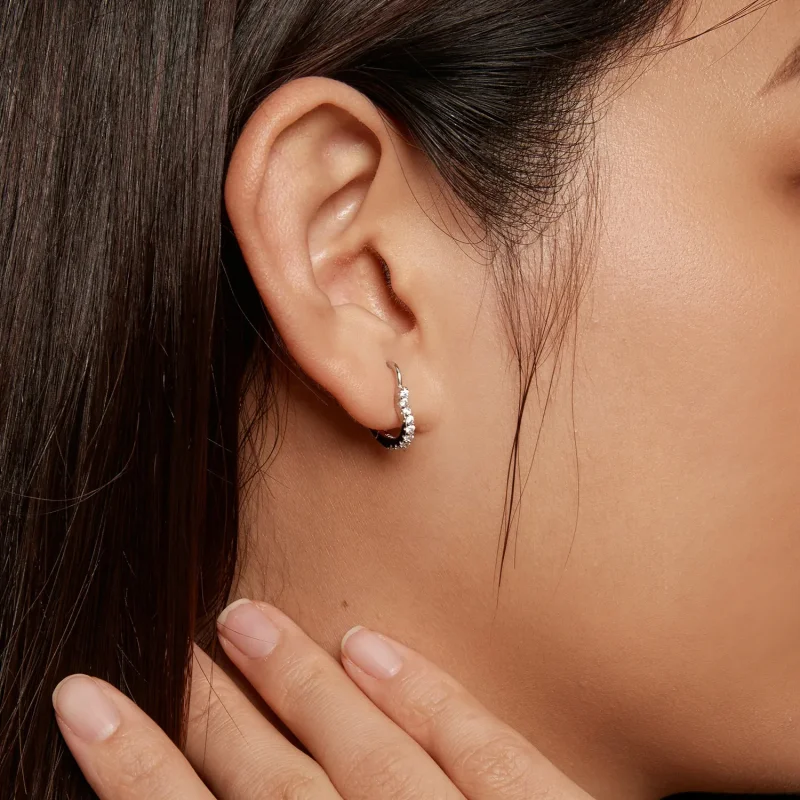 (zdjęcie do) Pandora Style Serca-kształt Szafirowe Kolczyki Hoop z Moissanitem (Jeden Certyfi - Wyświetl 9