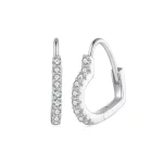 Pandora Style Serca-kształt Szafirowe Kolczyki Hoop z Moissanitem (Jeden Certyfikat) - MSE035