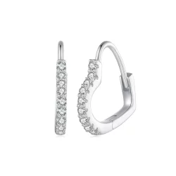 Pandora Style Serca-kształt Szafirowe Kolczyki Hoop z Moissanitem (Jeden Certyfikat) - MSE035
