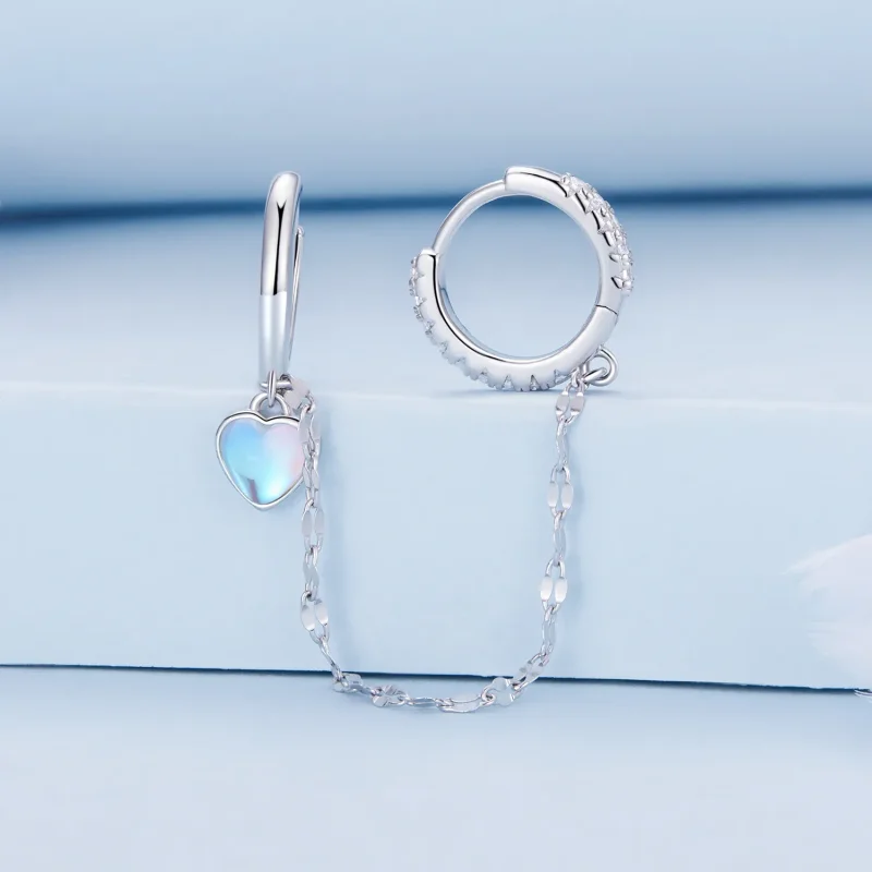 (zdjęcie do) Pandora Style Serce w kształcie księżyca z łańcuchem z podwójnymi kolczykami obr - Wyświetl 2