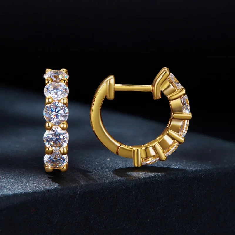 (zdjęcie do) Pandora Style Shine Moissanite Kolczyki w formie obręczy(1 certyfikat) - MSE005- - Wyświetl 2