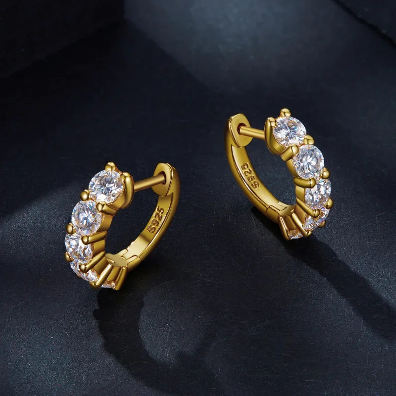 (zdjęcie do) Pandora Style Shine Moissanite Kolczyki w formie obręczy(1 certyfikat) - MSE005- - Wyświetl 3