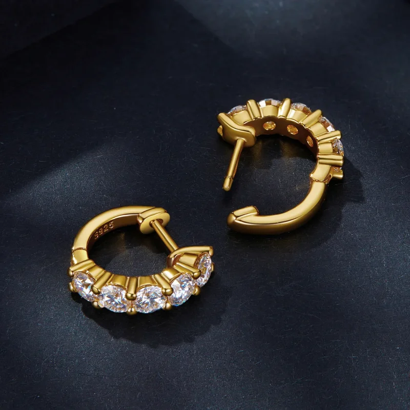 (zdjęcie do) Pandora Style Shine Moissanite Kolczyki w formie obręczy(1 certyfikat) - MSE005- - Wyświetl 4