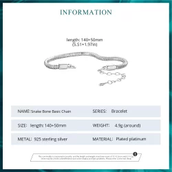 Pandora Style Snake Bone Chain Bransoletka na łańcuszku - BSB150