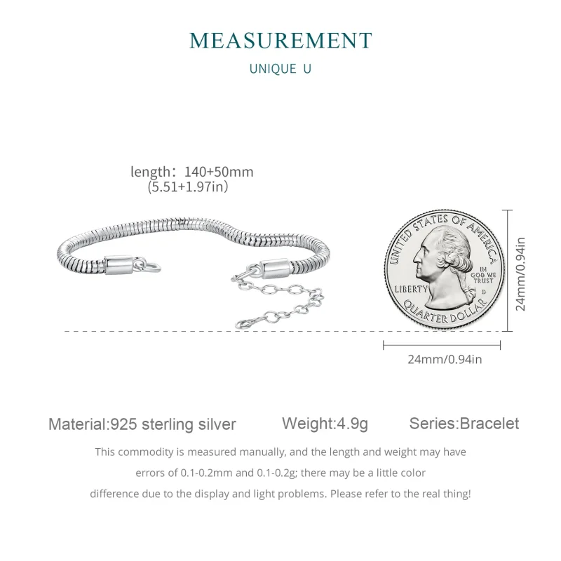 (zdjęcie do) Pandora Style Snake Bone Chain Bransoletka na łańcuszku - BSB150 - Wyświetl 7