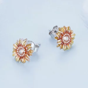 Pandora Style Słonecznik Kolczyki w formie szpilek - BSE867