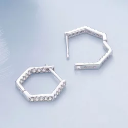 Pandora Style Sześciokątne Kolczyki na haczykach - BSE917