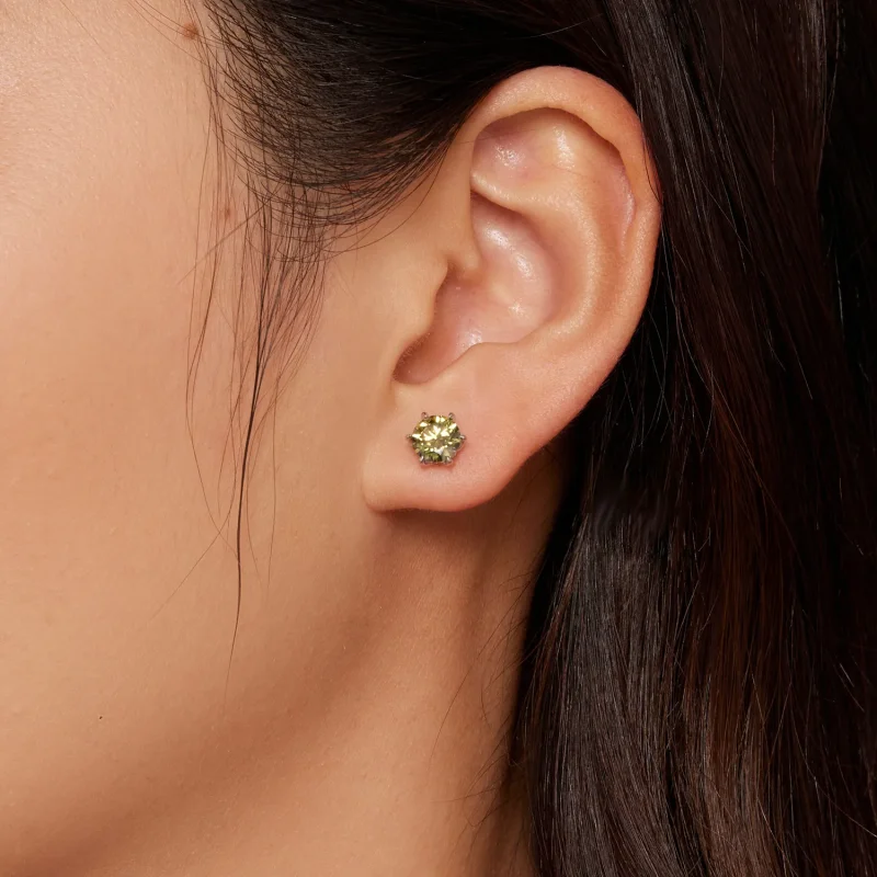 (zdjęcie do) Pandora Style Szmaragdowe Kolczyki z Błyszczącymi Kamieniami Moissanite - MSE025 - Wyświetl 2
