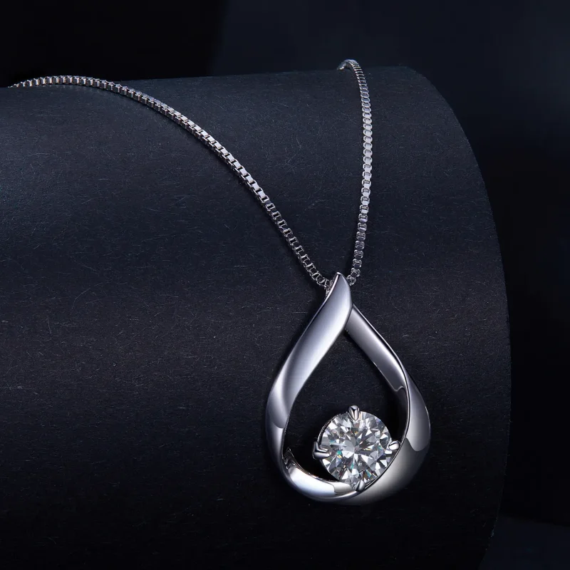 (zdjęcie do) Pandora Style Wodny Kształt Kolczyk z Moissanite (Jeden Certyfikat) - MSN015 - Wyświetl 2