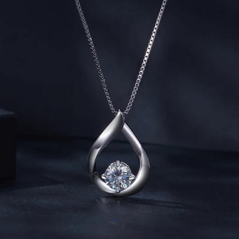 (zdjęcie do) Pandora Style Wodny Kształt Kolczyk z Moissanite (Jeden Certyfikat) - MSN015 - Wyświetl 3