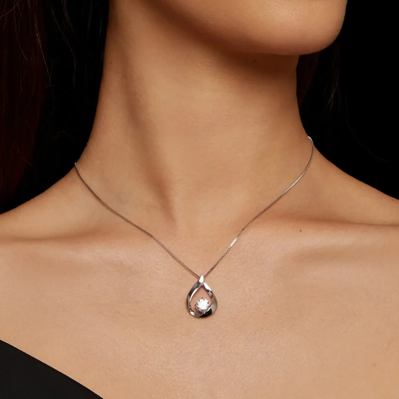 (zdjęcie do) Pandora Style Wodny Kształt Kolczyk z Moissanite (Jeden Certyfikat) - MSN015 - Wyświetl 5