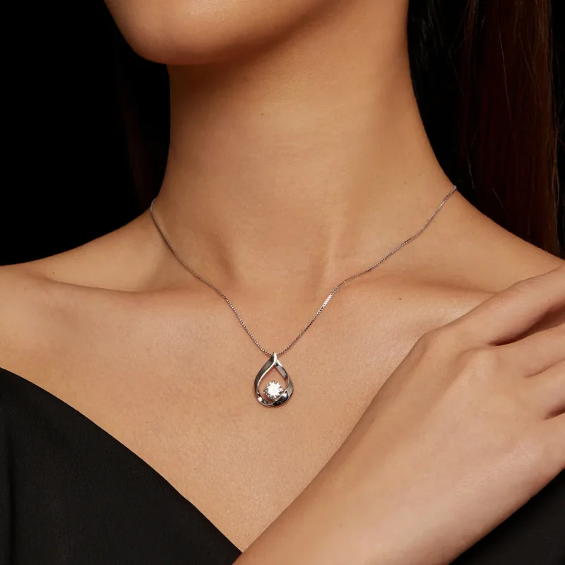 (zdjęcie do) Pandora Style Wodny Kształt Kolczyk z Moissanite (Jeden Certyfikat) - MSN015 - Wyświetl 6