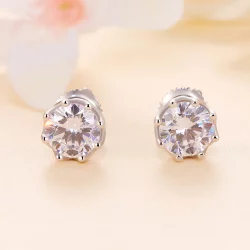 Pandora Style Wyjątkowe Kolczyki Z Szlifem Moissanite (Dwa Certyfikaty) - MSE016-L