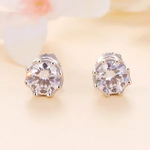 Pandora Style Wyjątkowe Kolczyki Z Szlifem Moissanite (Dwa Certyfikaty) - MSE016-L