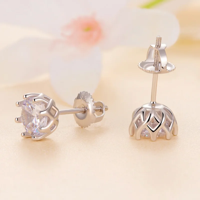 (zdjęcie do) Pandora Style Wyjątkowe Kolczyki Z Szlifem Moissanite (Dwa Certyfikaty) - MSE016 - Wyświetl 3