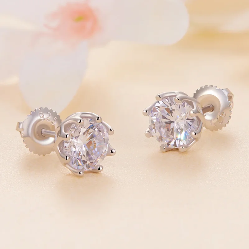 (zdjęcie do) Pandora Style Wyjątkowe Kolczyki Z Szlifem Moissanite (Dwa Certyfikaty) - MSE016 - Wyświetl 4
