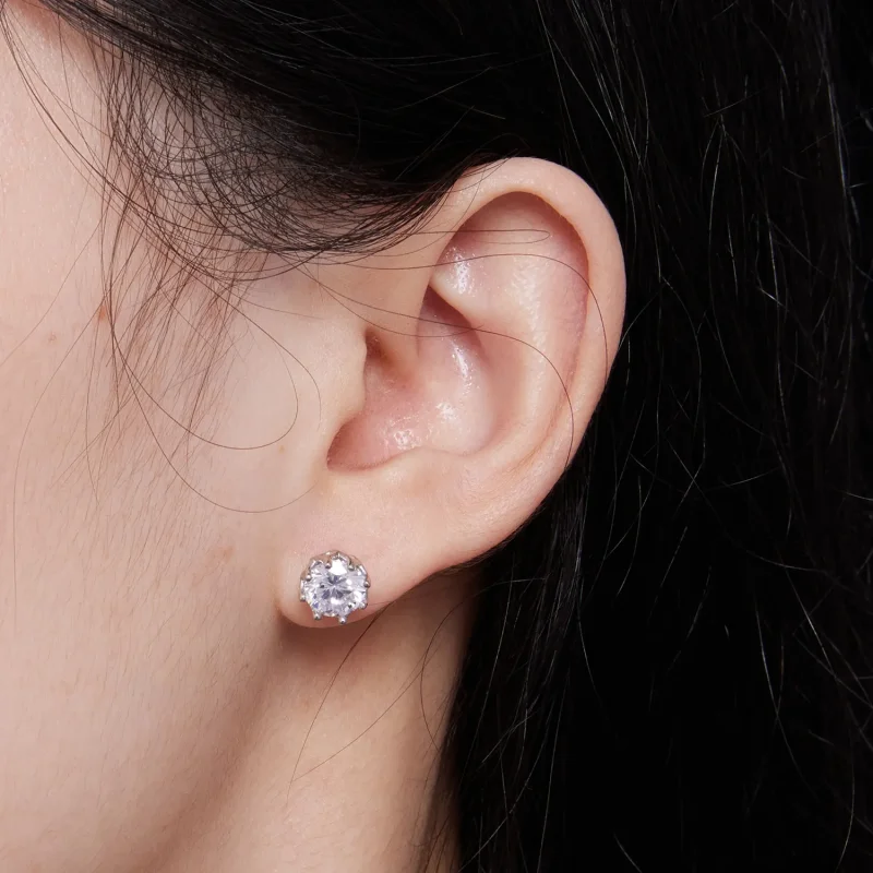 (zdjęcie do) Pandora Style Wyjątkowe Kolczyki Z Szlifem Moissanite (Dwa Certyfikaty) - MSE016 - Wyświetl 5