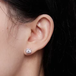 Pandora Style Wyjątkowe Kolczyki ze Szlachetnym Moissanitem (Dwa Certyfikaty) - MSE017