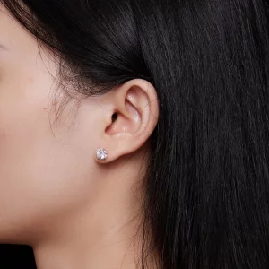 Pandora Style Wyjątkowe Kolczyki ze Szlachetnym Moissanitem (Dwa Certyfikaty) - MSE017