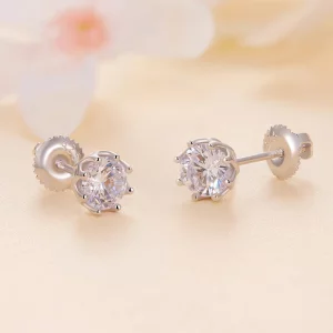 Pandora Style Wykwintne Kolczyki ze sztucznym diamentem Moissanite (Dwa Certyfikaty) - MSE016-S