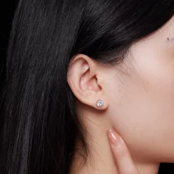 Pandora Style Wykwintne Kolczyki ze sztucznym diamentem Moissanite (Dwa Certyfikaty) - MSE016-S