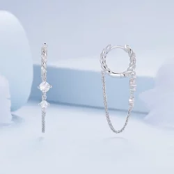 Pandora Style Zjawiskowe Kolczyki z Wiszącymi Frędzlami - BSE822