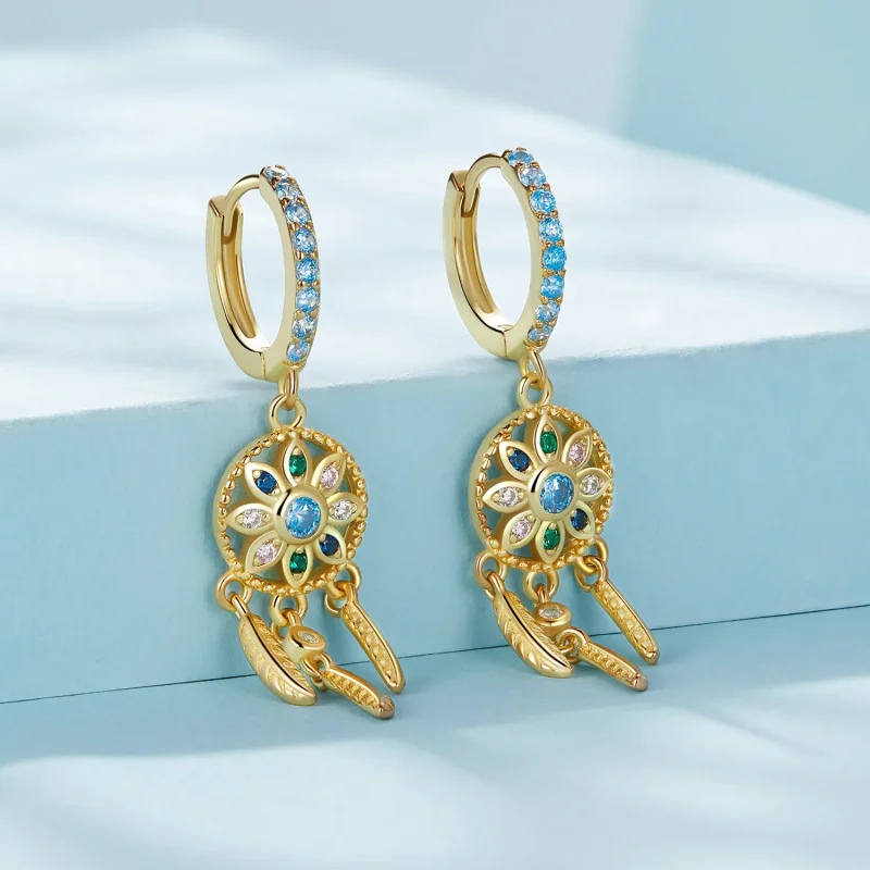 (zdjęcie do) Pandora Style Złote Kolczyki Z Wisienką Dreamcatcher - SCE713-B - Wyświetl 2