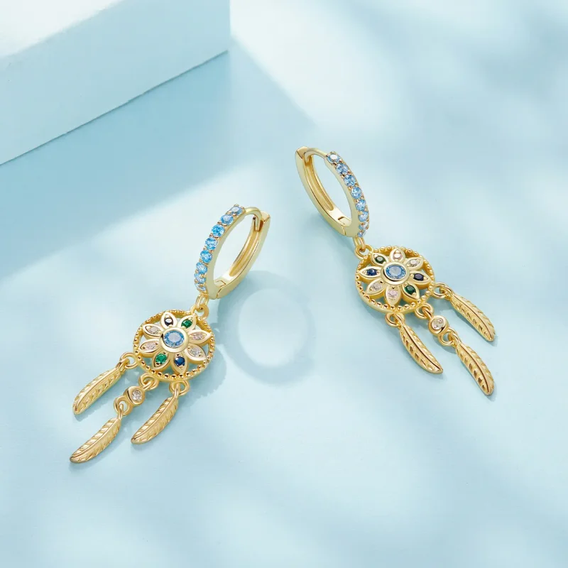(zdjęcie do) Pandora Style Złote Kolczyki Z Wisienką Dreamcatcher - SCE713-B - Wyświetl 3