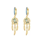 Pandora Style Złote Kolczyki Z Wisienką Dreamcatcher - SCE713-B