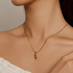 Pandora Style Złoty Naszyjnik z Kociakiem - SCN032-B