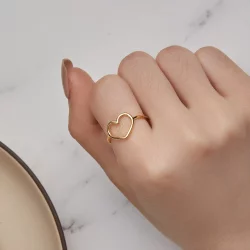 Pandora Style Złoty Pierścionek w kształcie serca - SCR641-B