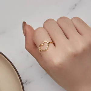 Pandora Style Złoty Pierścionek w kształcie serca - SCR641-B