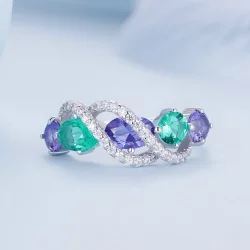Pandora Stylowy Kolorowy Pierścionek z Nano-Zirconem - BSR402