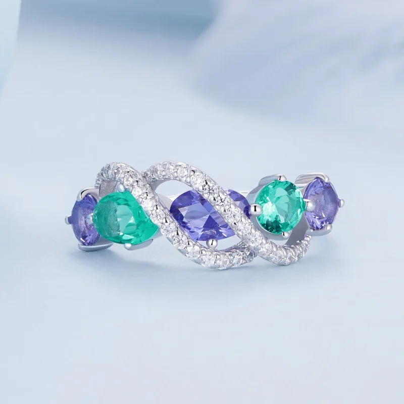 (zdjęcie do) Pandora Stylowy Kolorowy Pierścionek z Nano-Zirconem - BSR402 - Wyświetl 3