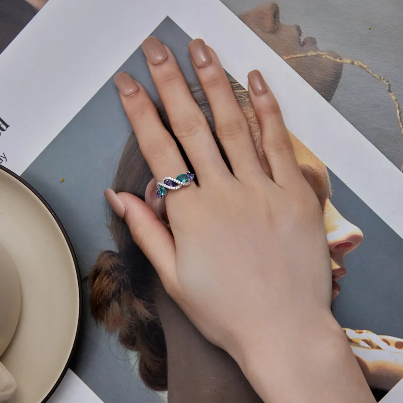 (zdjęcie do) Pandora Stylowy Kolorowy Pierścionek z Nano-Zirconem - BSR402 - Wyświetl 5