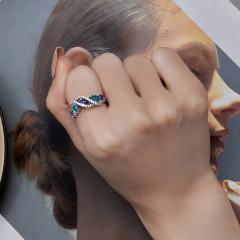 (zdjęcie do) Pandora Stylowy Kolorowy Pierścionek z Nano-Zirconem - BSR402 - Wyświetl 7