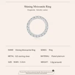 Pierścień Pandora Style Shining Moissanite (Jeden certyfikat) - MSR020