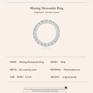 Pierścień Pandora Style Shining Moissanite (Jeden certyfikat) - MSR020